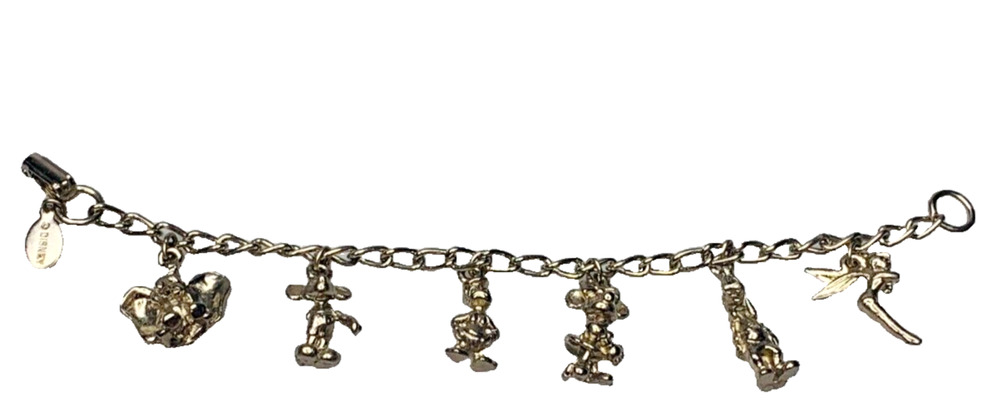 Vintage Walt Disney World Charm Bracelet, 1990's, Child Size, 6" Long